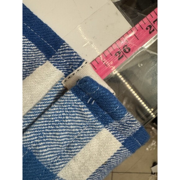 L.L.Bean Womens Scotch Plaid Flannel HoodieShirt Button Down BLUE 100% Cotton XS - Picture 6 of 11